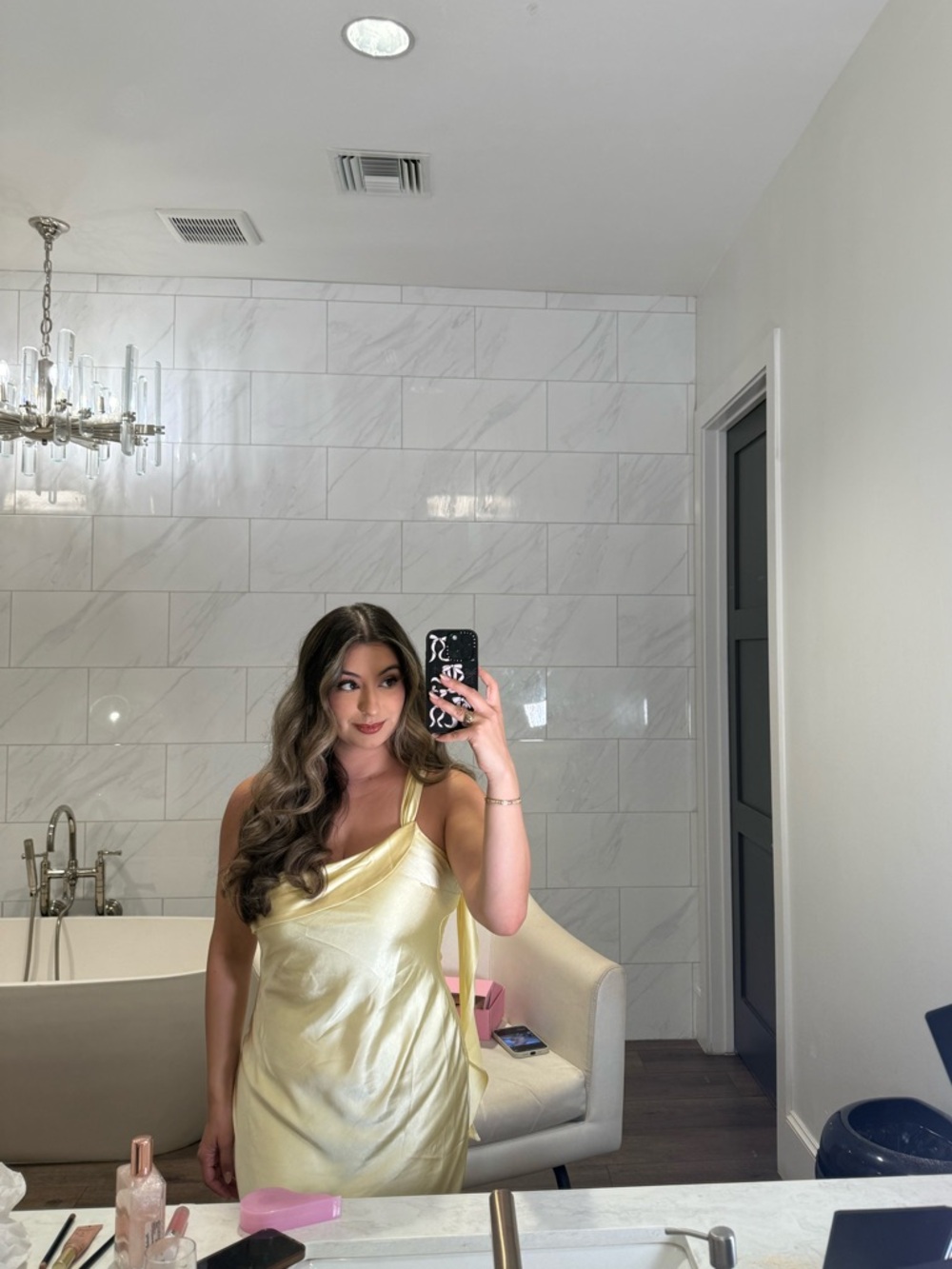 Hello Molly Elegant One-Shoulder Butter Yellow Satin Evening Dress - Picture 10 of 10